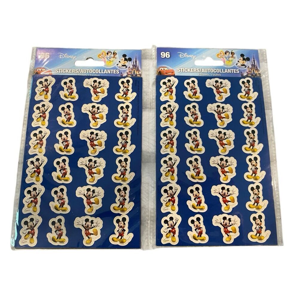 Disney Mickey Mouse Sticker Sheets Lot 2 Packs 96 Stickers Scrapbooking Cartoon